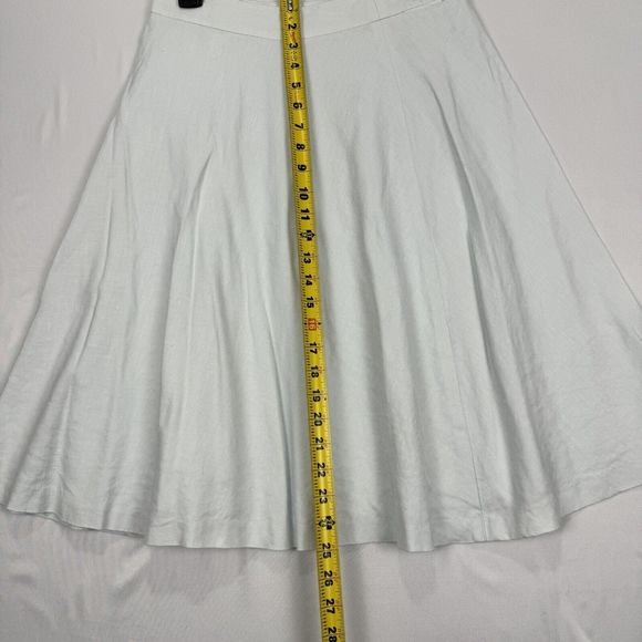 Banana Republic Linen Skirt Pale Blue Size 2 Stretch High Waist Midi A-Line - Picture 12 of 14